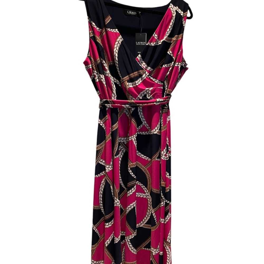 Lauren Ralph Lauren faux wrap sleeveless dress